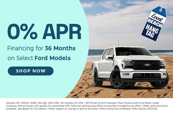 0% APR Financing for 36 Months on Select Ford Models